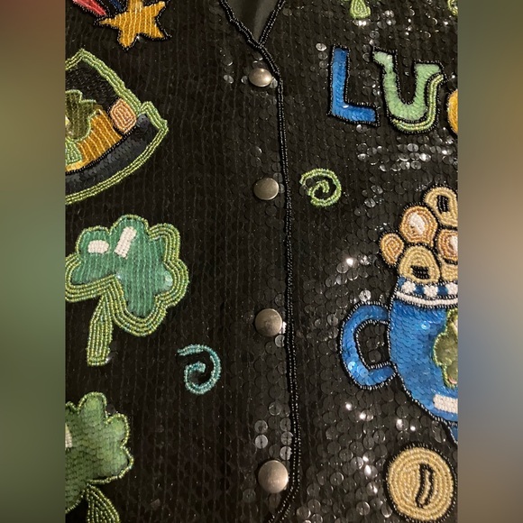 NWT Quacker Factory Women’s Black Sequin Vest Irish theme Size 2X Vintage 1990’s - Picture 14 of 14